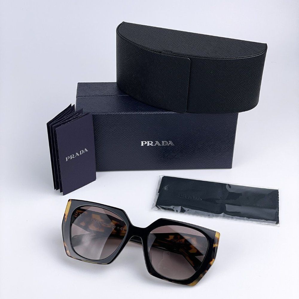 NEW Prada PR15WS 3890A7 Black Tortoise Dark Gray Gradient Square Women Sunglasse - Picture 7 of 9